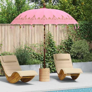 vidaXL Balinese Parasol Roze 215 x 215 x 260 cm Katoen, Tuin en Terras, Verzenden, Nieuw