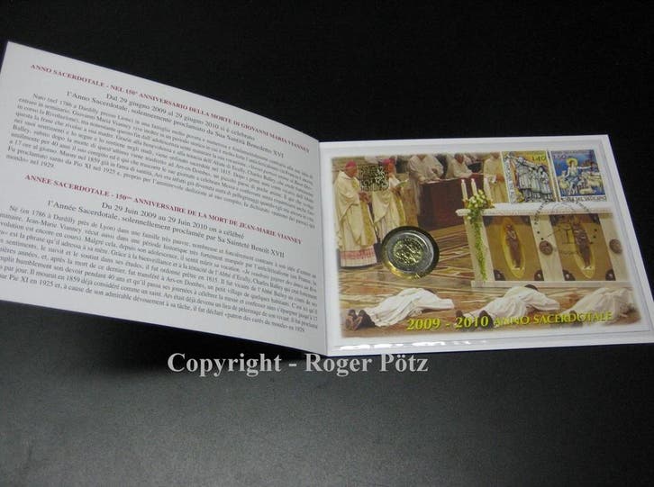 Vatikan 2 Euro 2010 Priesterjahr im offiziellen Numisbrief, Timbres & Monnaies, Monnaies | Europe | Monnaies euro, Envoi