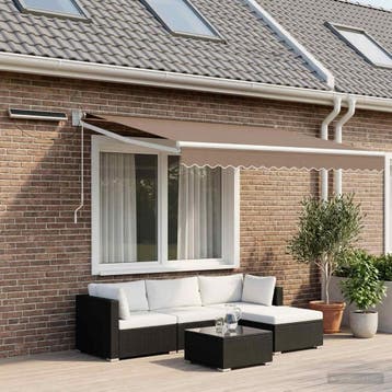 vidaXL Elektrisch Uitschuifbare Zonneluifel Taupe 3,5 x 2,5, Verzenden