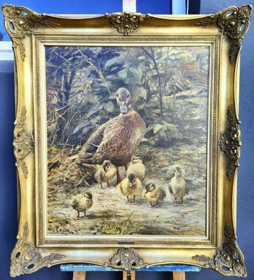 Wilhelm Lorenz (1901 – 1981) - Ölgemälde Entenfamilie am