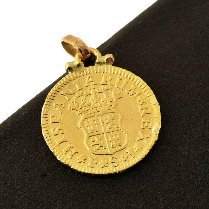 Munthanger - 22 karaat Geel goud, Handtassen en Accessoires, Antieke sieraden