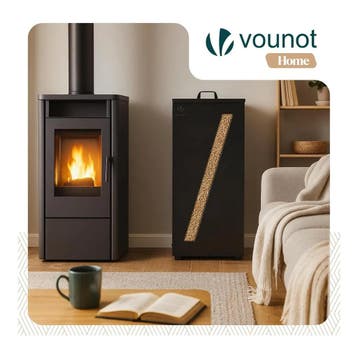 VOUNOT metalen pelletbox 45 kg kijkvenster 36x36x76 cm zwart, Ophalen of Verzenden, Nieuw