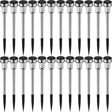 24 LED Solar lampen - zilver, Tuin en Terras, Verzenden, Nieuw