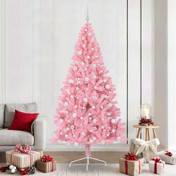vidaXL Kunststof Voorverlichte Kerstboom Roze 240 cm PVC, Verzenden