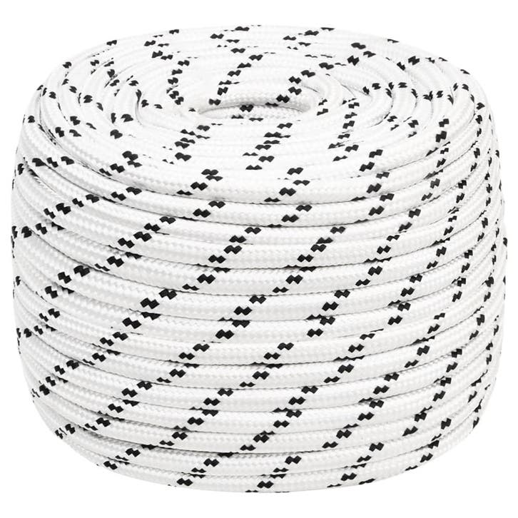 vidaXL Boottouw gevlochten 14 mmx25 m polyester wit, Bricolage & Construction, Quincaillerie & Fixations, Envoi