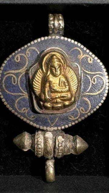 Zeer verfijnd Gau tibetano - Zilver, Lapis Lazuli - Tibet -