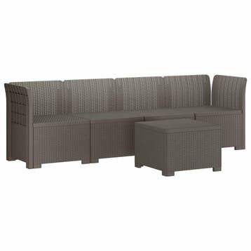 vidaXL 4-Zits Tuin Sofa Rieten Look PP Lichtgrijs, Jardin & Terrasse, Verzenden