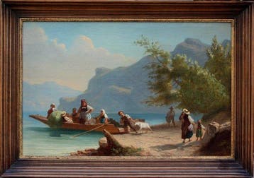 Julius Noerr (1827-1897), attr. - Ferry on the Bavarian lake, Antiek en Kunst