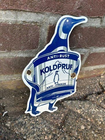 Vintage Koldpruf Anti-Freeze reclamebord – penguin