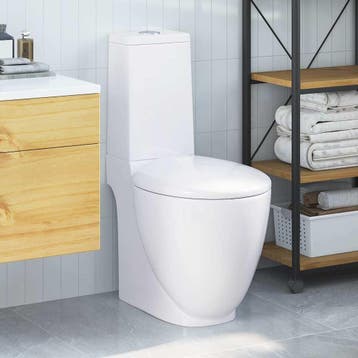 vidaXL Toilet met afvoer achter keramiek wit, Doe-het-zelf en Bouw, Verzenden, Nieuw