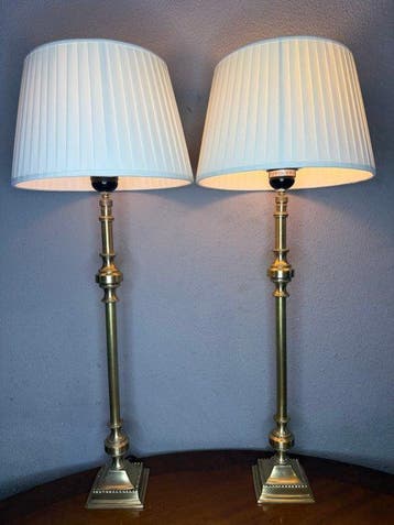 Tafellamp (2) - Verguld brons - Aristoctratict lampen 64cm, Nieuw