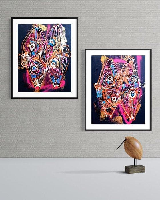 Simeon Gonzales - Peces del Amazonas - DIPTICO - XL - NO, Antiek en Kunst, Kunst | Schilderijen | Modern