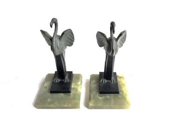 Adam Feron - Serre-livres (2) - Flamants roses - bronze et