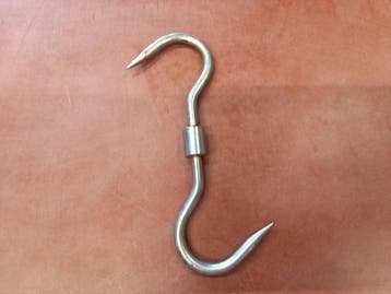 RVS S-vorm Vleeshaak - B10 x D1,2 x H27 cm, Nieuw in verpakking