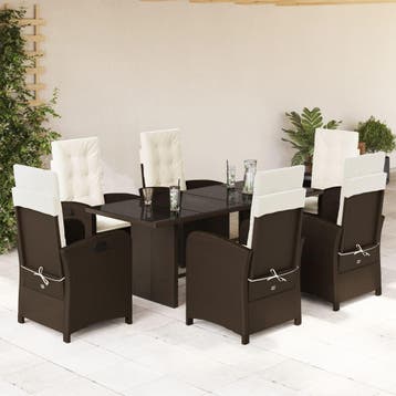 vidaXL 7-delige Tuinset met kussens poly rattan bruin, Verzenden, Nieuw, Tuinset
