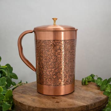 Puur koperen kan bloempatroon met deksel 2 liter 800 Gram, Ophalen of Verzenden