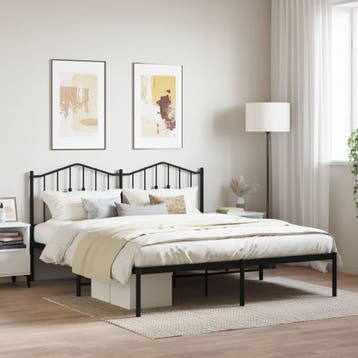 vidaXL Bedframe met hoofdbord metaal zwart 160x200 cm, Verzenden, Nieuw