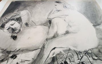 Pablo Picasso (1881-1973) - Nu assis et homme endormi 1942, Antiek en Kunst