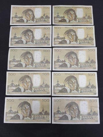 Frankrijk. - 10 x 500 Francs - various dates - Pick 156