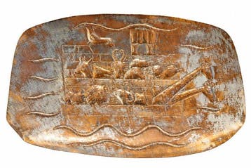 Judaica - Koper - 1950-1960 - Groot plateau dat de Ark van