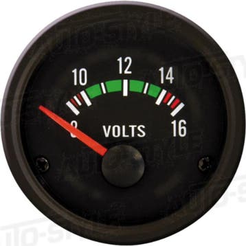 Performance Instrument Zwart Voltage 8-16 Volt 52mm, Ophalen of Verzenden
