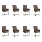 Set van 8 Leren eetkamerstoelen Rumor - Rancho Steel, Ophalen of Verzenden, Nieuw, Leer, Eén