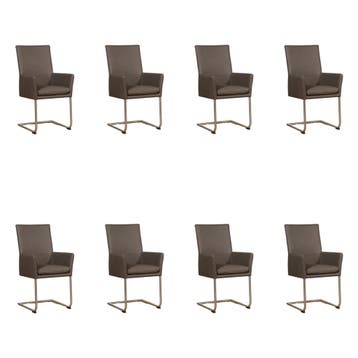 Set van 8 Leren eetkamerstoelen Rumor - Rancho Steel, Ophalen of Verzenden