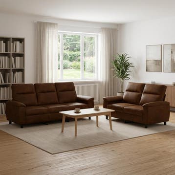 vidaXL bank / zetelstel 2 pcs Bruin Kunst Suède Leer, Huis en Inrichting, Verzenden, Nieuw