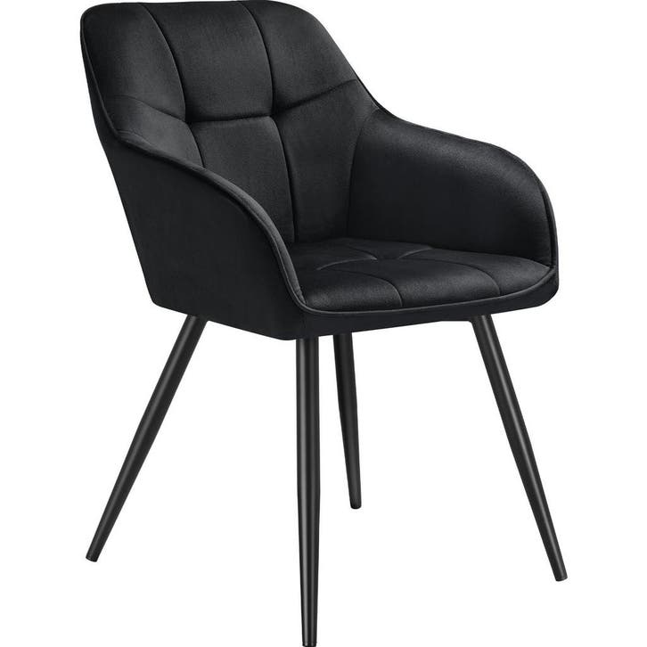 tectake Eetkamerstoel Marilyn, fluweeloptiek, gestikt patroo, Huis en Inrichting, Stoelen, Verzenden