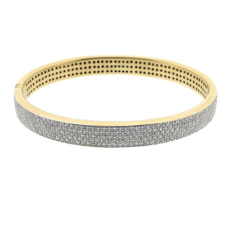 Gouden bangle met diamanten; Casa Gi; Maat S/M (Armband), Handtassen en Accessoires, Armbanden, Goud, Gebruikt, Met edelsteen