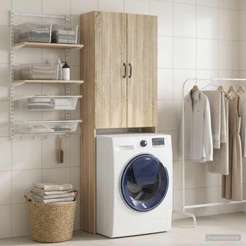vidaXL Toiletkast HOORN Sonoma Eiken 66 x 25,5 x 190 cm, Verzenden, Nieuw