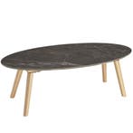tectake Ovale salontafel Acerra, marmerlook 100x50x34,5 cm -, Huis en Inrichting, Verzenden, Nieuw