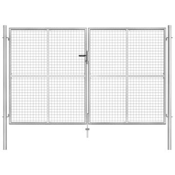 vidaXL Poort 306x200 cm gegalvaniseerd staal zilverkleurig, Verzenden