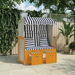 vidaXL Strandstoel met kussens poly rattan en hout wit en, Verzenden, Nieuw