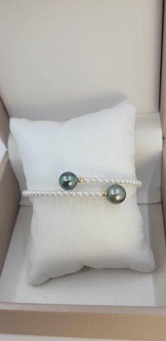 Armband - 18 karaat Geel goud, 9x10mm Peacock Tahiti Parels, Nieuw