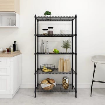 vidaXL Opbergrek 5-laags 250 kg 90x35x180 cm zwart, Huis en Inrichting, Verzenden, Nieuw