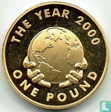 Guernsey 1 pound 2000 (PROOF) Year 2000, Postzegels en Munten, Verzenden, Overige landen, Losse munt, Goud