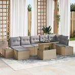 vidaXL Tuinbank Set met opslag 8 pcs Beige Poly rattan, Verzenden, Nieuw
