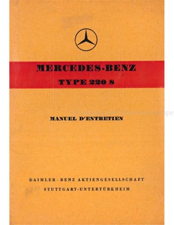 1956 MERCEDES BENZ 220 S INSTRUCTIEBOEKJE ENGELS