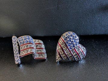 Beeld, Swarovski broches USA - 1.7 cm - Metaal, Rhodium