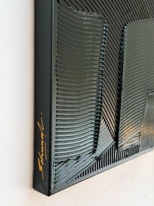Sarah Schwarzl - Frequency SAP GREEN (Frame included), Antiquités & Art, Art | Peinture | Moderne