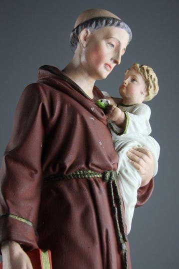 Beeldje - St-Anthony of Padua with the Christ child - Gips