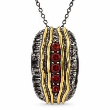 Sans prix de réserve - Collier Plaqué or, Argent Grenat -