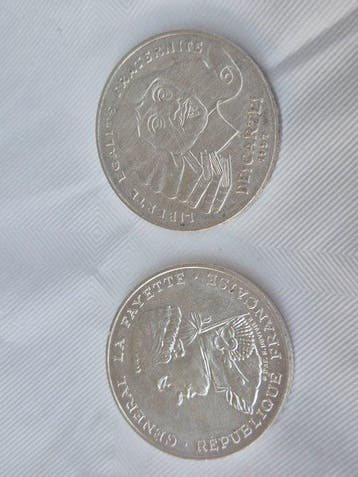 France. 100 Francs 1987 La Fayette et 1991 Descartes (lot de, Postzegels en Munten