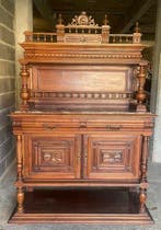 Hoog dressoir - hard hout, Marmer - Oudstijl Henri 2