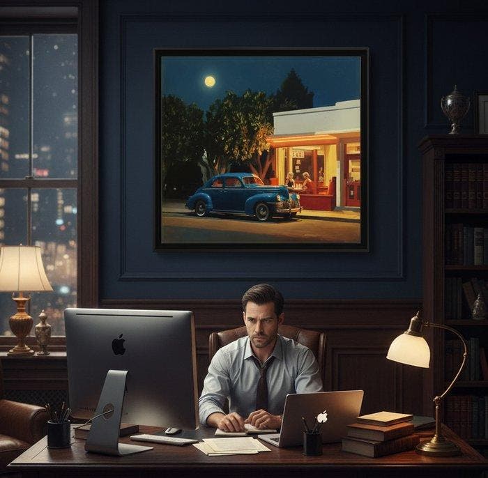 Le Yack - Blue Car Nights - Hand signed, Antiquités & Art, Antiquités | Autres Antiquités