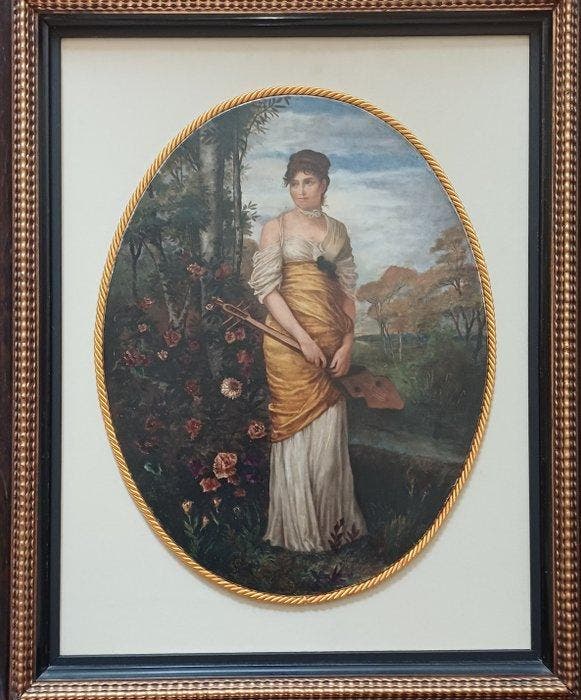 Friedrich August von Kaulbach (1850-1920) - Suonatrice di, Antiek en Kunst, Kunst | Schilderijen | Klassiek