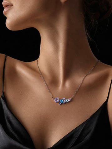 Tanzaniet met meerdere edelstenen - 925 sterlingzilver -