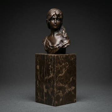 Statue, Buste van een vrouw - 23 cm - Bronze, Marbre