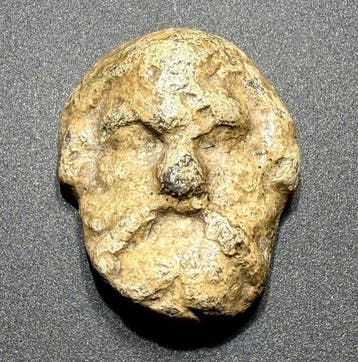 Romain antique Plomb Tête décorative rare avec un portrait